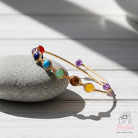 Seven Chakra Gemstone Bracelet | Wire Wrapped Gold Jewelry