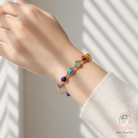 Seven Chakra Gemstone Bracelet | Wire Wrapped Gold Jewelry