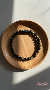 Gold Obsidian & Onyx Bracelet | Crystal Jewelry