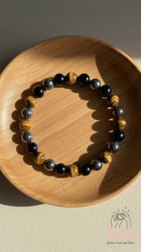 Triple Protection Bracelet | Hematite & Obsidian & Tigers eye Bracelet
