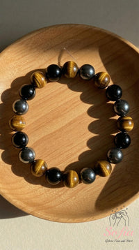 Triple Protection Bracelet | Hematite & Obsidian & Tigers eye Bracelet