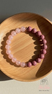 Rhodonite & Rose Quartz Bracelet | Crystal Jewelry