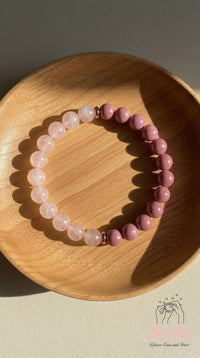 Rhodonite & Rose Quartz Bracelet | Crystal Jewelry