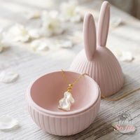 Mother of Pearl Bunny Necklace | Dainty Crystal Rabbit Jewelry
