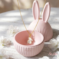 Mother of Pearl Bunny Necklace | Dainty Crystal Rabbit Jewelry