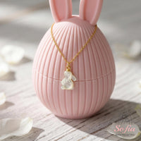 Mother of Pearl Bunny Necklace | Dainty Crystal Rabbit Jewelry