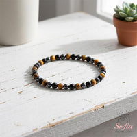 4MM Triple Protection Bracelet | Tigers Eye Obsidian Hematite Beaded Jewelry