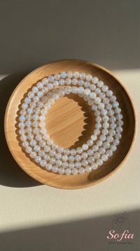 4MM White Moonstone Bracelet | Dainty Beaded Crystal Jewelry