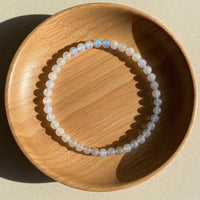 4MM White Moonstone Bracelet | Dainty Beaded Crystal Jewelry