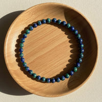 4MM Azurite & Malachite Bracelet | Dainty Beaded Crystal Jewelry