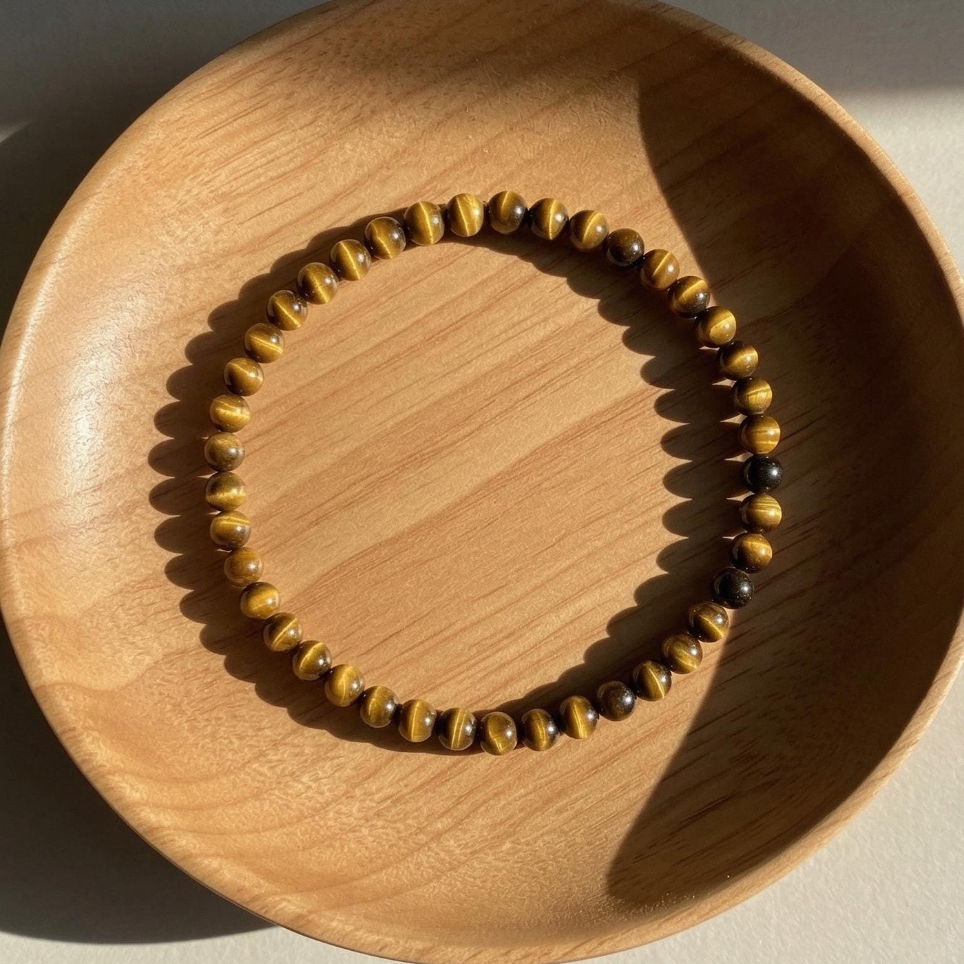 4MM Tigers Eye Bracelet | Dainty Beaded Crystal Jewelry