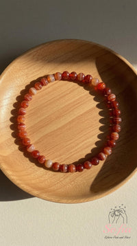 4MM Rotes Achat Armband | Zarter Perlenkristallschmuck