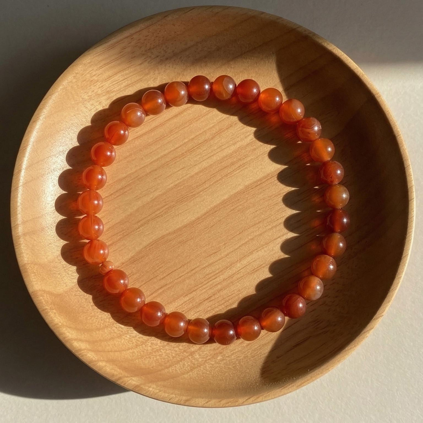 Pulsera de cornalina de 5 mm | Joyería de cristal con cuentas finas