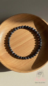 4MM Armband aus schwarzem Achat | Filigraner Kristallschmuck mit Perlen