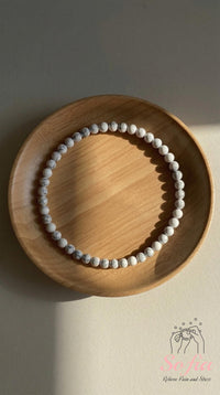 4MM Howlite Bracelet | Dainty Beaded Crystal Jewelry