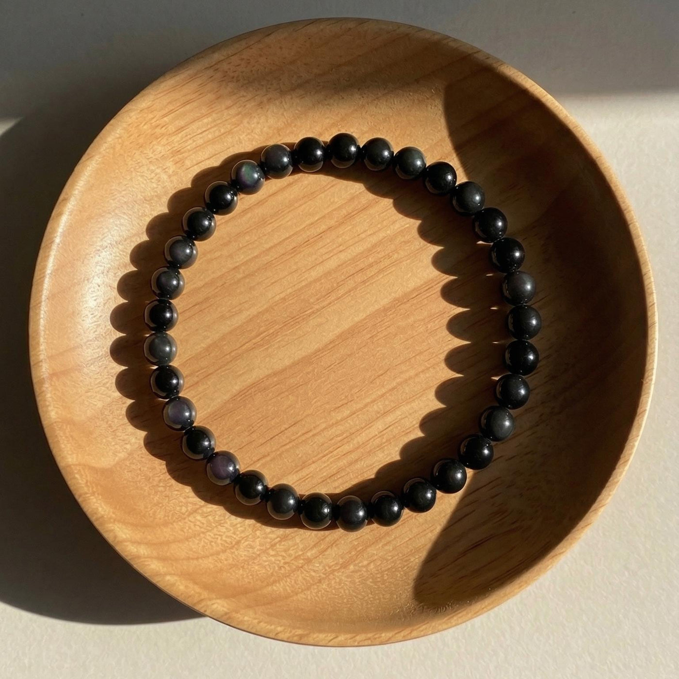 6MM Obsidian Bracelet | Dainty Beaded Crystal Jewelry