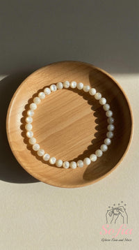 4MM Mother of Pearl Bracelet | Dainty Beaded Crystal Jewelry