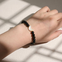 Gold Obsidian Moon Charm Bracelet | Crystal Jewelry