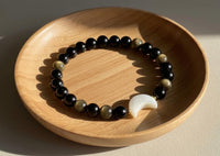 Gold Obsidian Moon Charm Bracelet | Crystal Jewelry