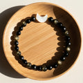 Gold Obsidian Moon Charm Bracelet | Crystal Jewelry