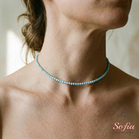 Larimar Choker | Minimalist Dainty Crystal Beaded Necklace