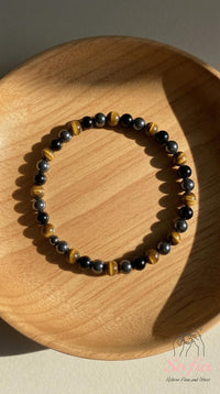 4MM Triple Protection Bracelet | Tigers Eye Obsidian Hematite Beaded Jewelry