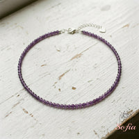 Amethyst Choker | Minimalist Dainty Crystal Beaded Necklace