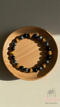 Triple Protection Bracelet | Hematite & Obsidian & Tigers eye Bracelet