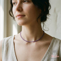 Amethyst Choker | Minimalist Dainty Crystal Beaded Necklace
