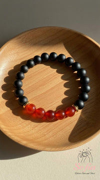 Black Onyx & Red Agate Bracelet | Crystal Boho Jewelry