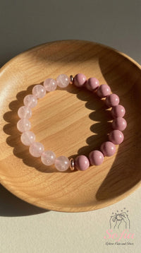 Rhodonite & Rose Quartz Bracelet | Crystal Jewelry