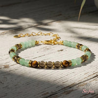 Aventurine & Smoky Quartz Bracelet | Minimalist Dainty Jewelry Stackable