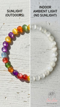 UV-Reactive Rainbow Beaded Anklet | Dopamine Aesthetic Jewelry