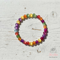 UV-Reactive Rainbow Beaded Bracelet | Summer Aesthetic Jewelry