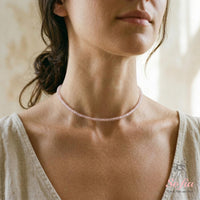 Rose Quartz Choker | Minimalist Dainty Crystal Beaded Necklace