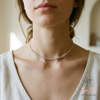 Morganite Choker | Minimalist Dainty Crystal Beaded Necklace