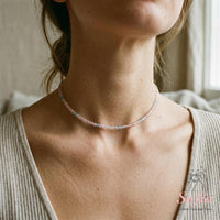 Morganite Choker | Minimalist Dainty Crystal Beaded Necklace