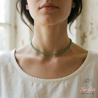 Green Aventurine Choker | Minimalist Dainty Crystal Beaded Necklace