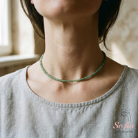 Green Aventurine Choker | Minimalist Dainty Crystal Beaded Necklace