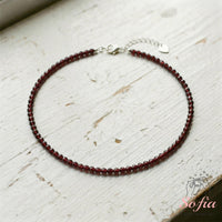 Garnet Choker | Minimalist Dainty Crystal Beaded Necklace