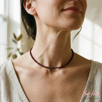 Garnet Choker | Minimalist Dainty Crystal Beaded Necklace