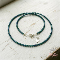 Azurite & Malachite Choker | Minimalist Dainty Crystal Beaded Necklace