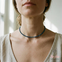 Azurite & Malachite Choker | Minimalist Dainty Crystal Beaded Necklace