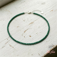 Malachit-Choker | Minimalistische zierliche Kristallperlenkette