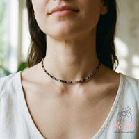 Rainbow Tourmaline Choker | Minimalist Dainty Crystal Beaded Necklace