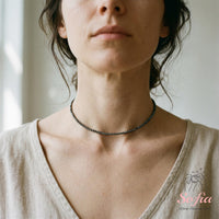 Hematite Choker | Minimalist Dainty Crystal Beaded Necklace