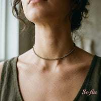 Pyrite Choker | Minimalist Dainty Crystal Beaded Necklace