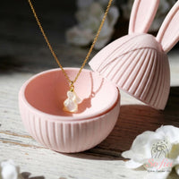 Mother of Pearl Bunny Necklace | Dainty Crystal Rabbit Jewelry