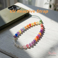 UV-Reactive Beaded Phone Charm | Rainbow Strap Aesthetic Chain