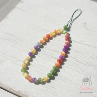 UV-Reactive Beaded Phone Charm | Rainbow Strap Aesthetic Chain